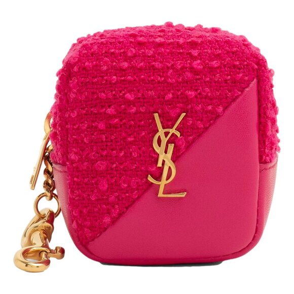 Saint Laurent Handbags - Jamie YSL Keyring Cube Magenta Tweed Leather Bag